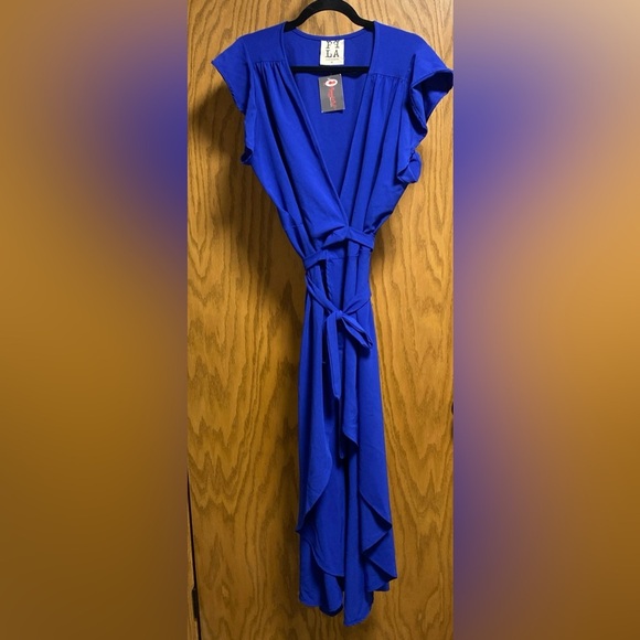 PPLA LADIES Summer Wrap V-Neck Ruffle Dress - COBALT BLUE - SIZE M - NWT - Picture 5 of 6